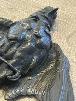 Ancien bronze animalier oiseau mort époque art nouveau 1900