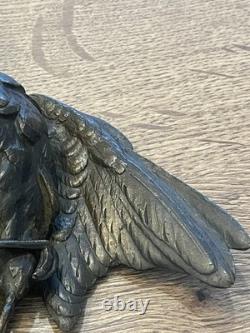 Ancien bronze animalier oiseau mort époque art nouveau 1900
