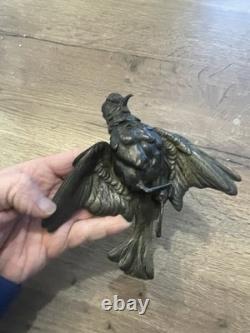 Ancien bronze animalier oiseau mort époque art nouveau 1900