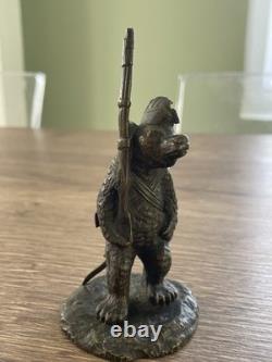 Ancien bronze animalier ours militaire fin XIX siècle DLG Fratin