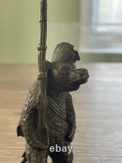 Ancien bronze animalier ours militaire fin XIX siècle DLG Fratin