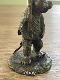 Ancien bronze animalier ours militaire fin XIX siècle DLG Fratin