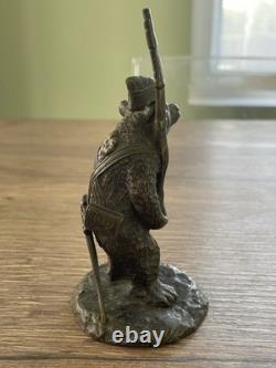 Ancien bronze animalier ours militaire fin XIX siècle DLG Fratin