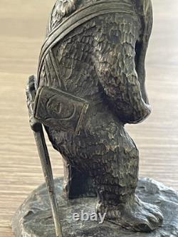 Ancien bronze animalier ours militaire fin XIX siècle DLG Fratin