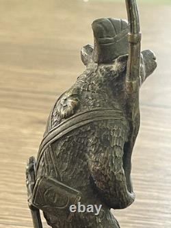 Ancien bronze animalier ours militaire fin XIX siècle DLG Fratin