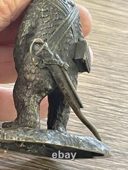 Ancien bronze animalier ours militaire fin XIX siècle DLG Fratin