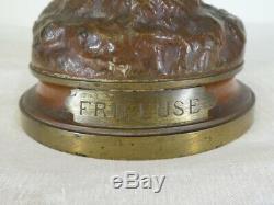 Ancien bronze de Eutrope BOURET'' La Frileuse'