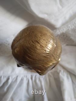 Ancien bronze doré buste de femme Art Déco 1930 signé H. Boyer bronze de bureau