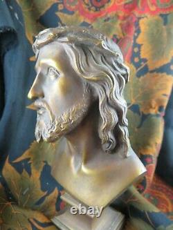 Ancien bronze statue sculpture epoqXIXe jesus christ calmels ecce uomo religieux