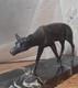 Ancien Bronze Sur Socle Marbre Noir Animalier Biche Art Déco S. M