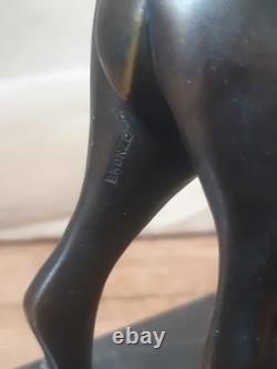 Ancien bronze sur socle marbre noir animalier biche Art déco S. M
