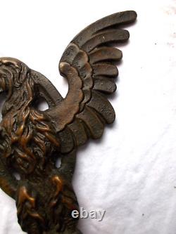 Ancien bronze type mascotte AIGLE double face belle patine, détails de qualité
