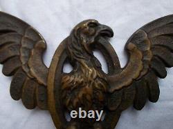 Ancien bronze type mascotte AIGLE double face belle patine, détails de qualité