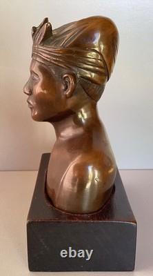 Ancien buste de jeune homme en bronze, Ecole vietnamienne début XXe siècle