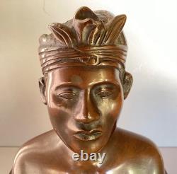 Ancien buste de jeune homme en bronze, Ecole vietnamienne début XXe siècle