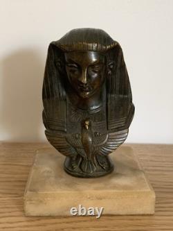 Ancien buste en bronze 19eme Egypte pharaon