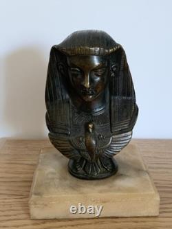 Ancien buste en bronze 19eme Egypte pharaon