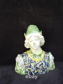 Ancien buste en faience italienne XIX ANGELO. MINGHETTI HT 27 CM jeune homme