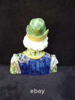 Ancien buste en faience italienne XIX ANGELO. MINGHETTI HT 27 CM jeune homme
