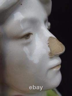 Ancien buste en faience italienne XIX ANGELO. MINGHETTI HT 27 CM jeune homme