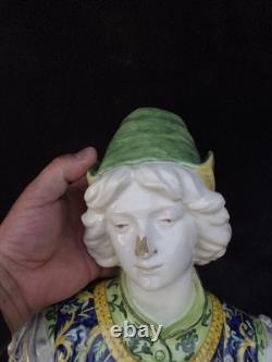 Ancien buste en faience italienne XIX ANGELO. MINGHETTI HT 27 CM jeune homme