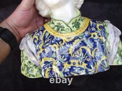 Ancien buste en faience italienne XIX ANGELO. MINGHETTI HT 27 CM jeune homme