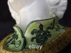 Ancien buste en faience italienne XIX ANGELO. MINGHETTI HT 27 CM jeune homme