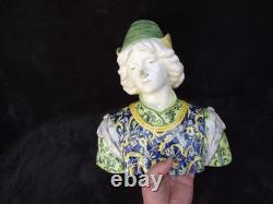 Ancien buste en faience italienne XIX ANGELO. MINGHETTI HT 27 CM jeune homme