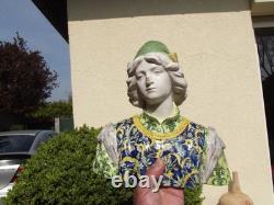 Ancien buste en faience italienne XIX ANGELO. MINGHETTI HT 27 CM jeune homme