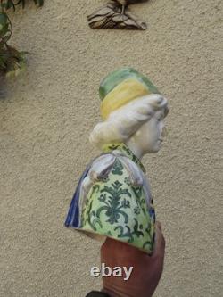 Ancien buste en faience italienne XIX ANGELO. MINGHETTI HT 27 CM jeune homme