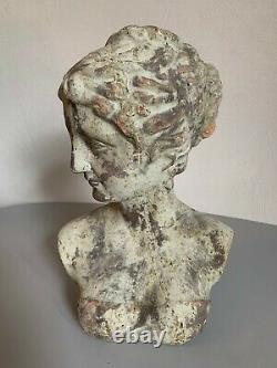 Ancien buste en terre cuite femme antique