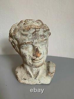 Ancien buste en terre cuite tête d' homme antique