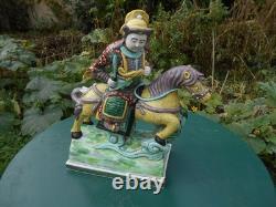 Ancien cavalier cheval chinois grande statue céramique émaillée tuile faîtière