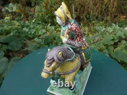 Ancien cavalier cheval chinois grande statue céramique émaillée tuile faîtière