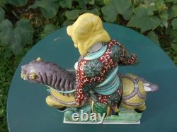 Ancien cavalier cheval chinois grande statue céramique émaillée tuile faîtière