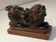 Ancien Chien F&ocirc; (lion Gardien) En Bois Laqu&eacute; Sculpture Asiatique 16,5&times;6,5&times;12 Cm