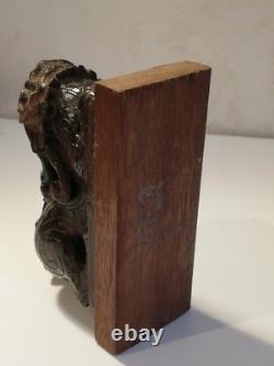 Ancien chien Fô (lion gardien) en bois laqué sculpture asiatique 16,5×6,5×12 cm