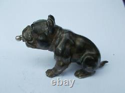 Ancien coupe cigarette art deco english bulldog anglais sculpture regule bronze