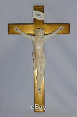 Ancien crucifix / christ en croix epoque napoléon iii, Bois doré XIXe Sculpture