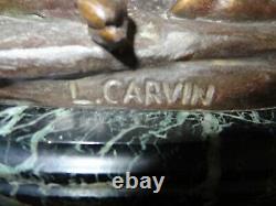 Ancien grand régule cerf biche signé carvin