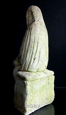 Ancien moulage vierge enfant en majesté pierre Old mother child stone sculpture