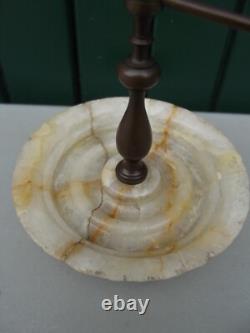 Ancien petit baguier à décor d'un perroquet en bronze et marbre ou albâtre N-2