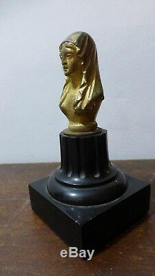 Ancien presse-papier. Buste féminin. Ancien Bronze. Ecole XIXème. Paperweight
