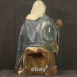 Ancien sculpture baroque Piété statue bois polychrome Vierge Christ 600
