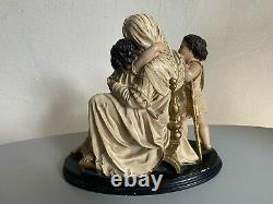 Ancien sculpture platre vierge a la chaise signé, religion enfant