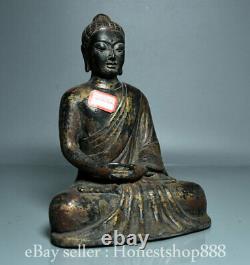 Ancien siège en bronze chinois Shangshi Amitabha Statue de Bouddha Sculpture