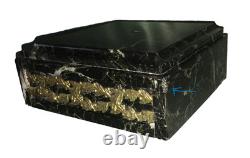 Ancien socle marbre vert de mer pour statue, autre 128x117x50mm