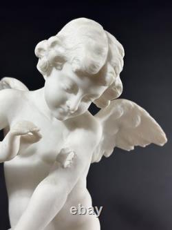 Ancien statue sculpture Ange Amour papillon Psyché antique Albâtre Pugi 19ème