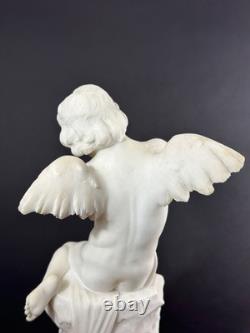 Ancien statue sculpture Ange Amour papillon Psyché antique Albâtre Pugi 19ème