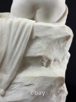 Ancien statue sculpture Ange Amour papillon Psyché antique Albâtre Pugi 19ème